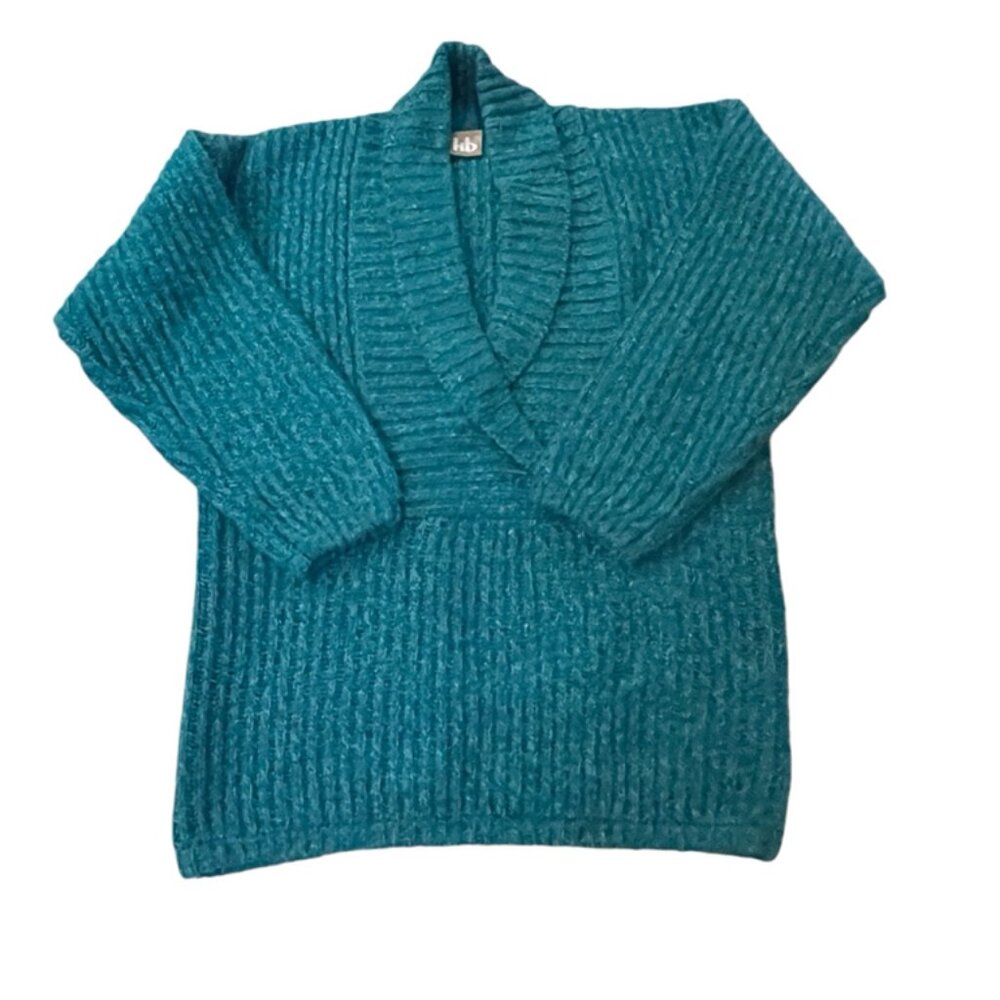 Vintage HB pullover chunky turquoise sweater size M